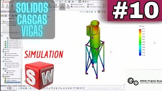 Aula 10 Simulação Solidworks - Malha Mista com Sólidos Vigas e Cascas