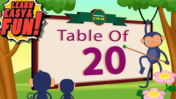 20x1=20 Multiplication, Table of Twenty Tables Song Multiplication Time of tables - MathsTables