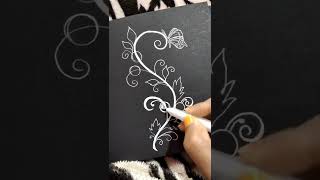 Vine Drawing With Butterfly /Easy drawing / Vine Leaves Art / Swirl Designs #shorts