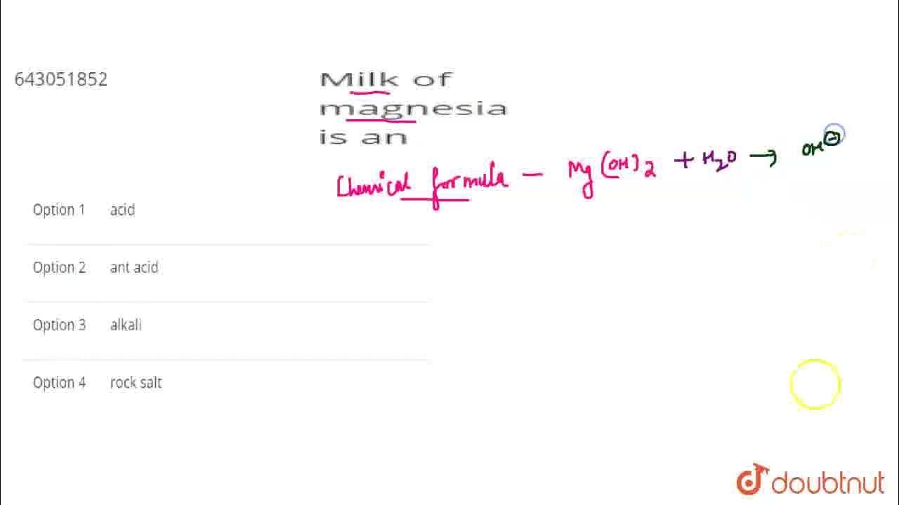 Milk of magnesia is an CLASS 10 ACIDS , BASES AND SALTS CHEMISTRY