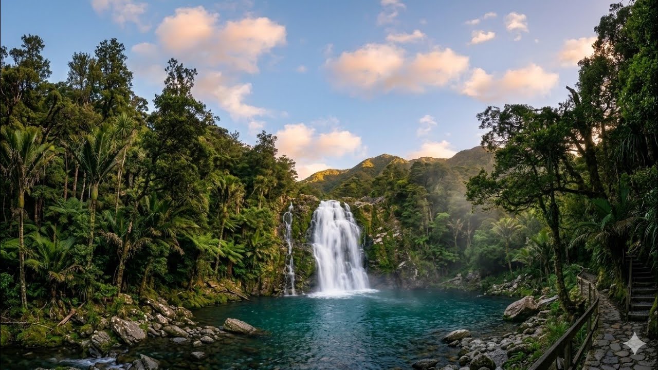 Relaksujący Wodospad 8K – Nature Relaxation – Muzyka do snu i nauki (Deep Forest)