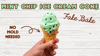 FAKE ICE CREAM CONE - Faux Waffle Cone And Mint Chip Fake Bake Ice Cream Scoops