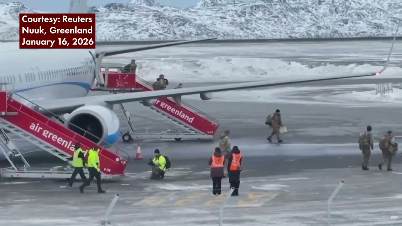 Military personnel, including German soldiers, arrive in Greenland