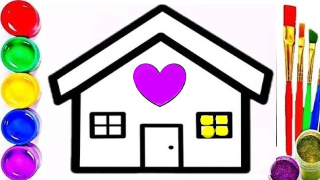 Bolalar uchun uy rasm chizish House drawing /learning to draw /drawing ...