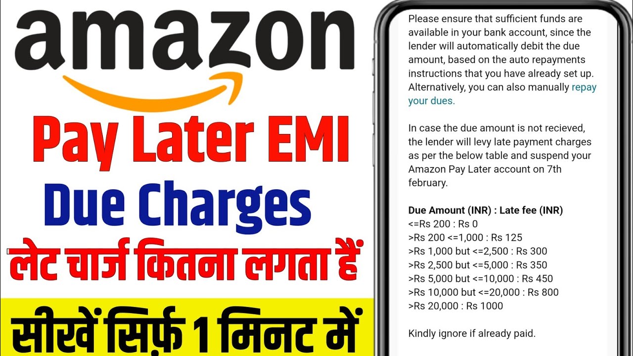 amazon pay later due charges | Amazon pay later late fees kitna lagta