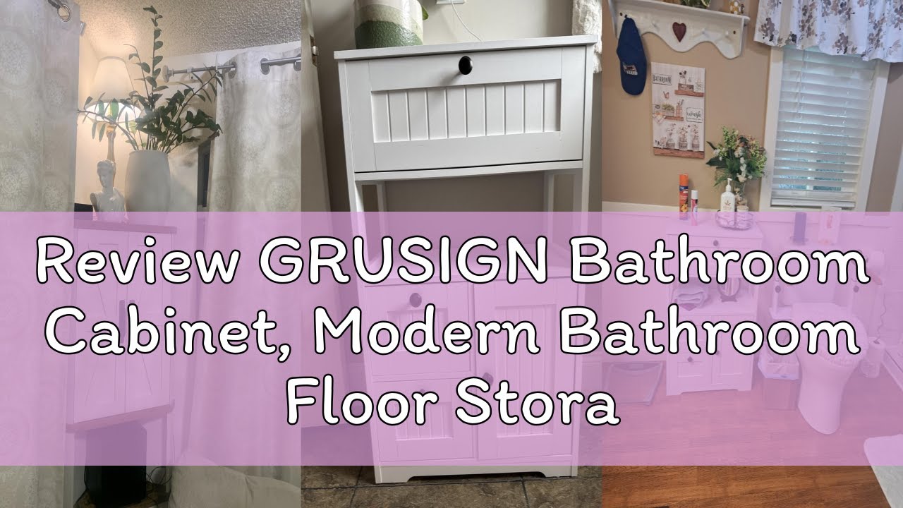 Review GRUSIGN Bathroom Cabinet, Modern Bathroom Floor Storage Cabinet Organizer with 1 Door and 3 D