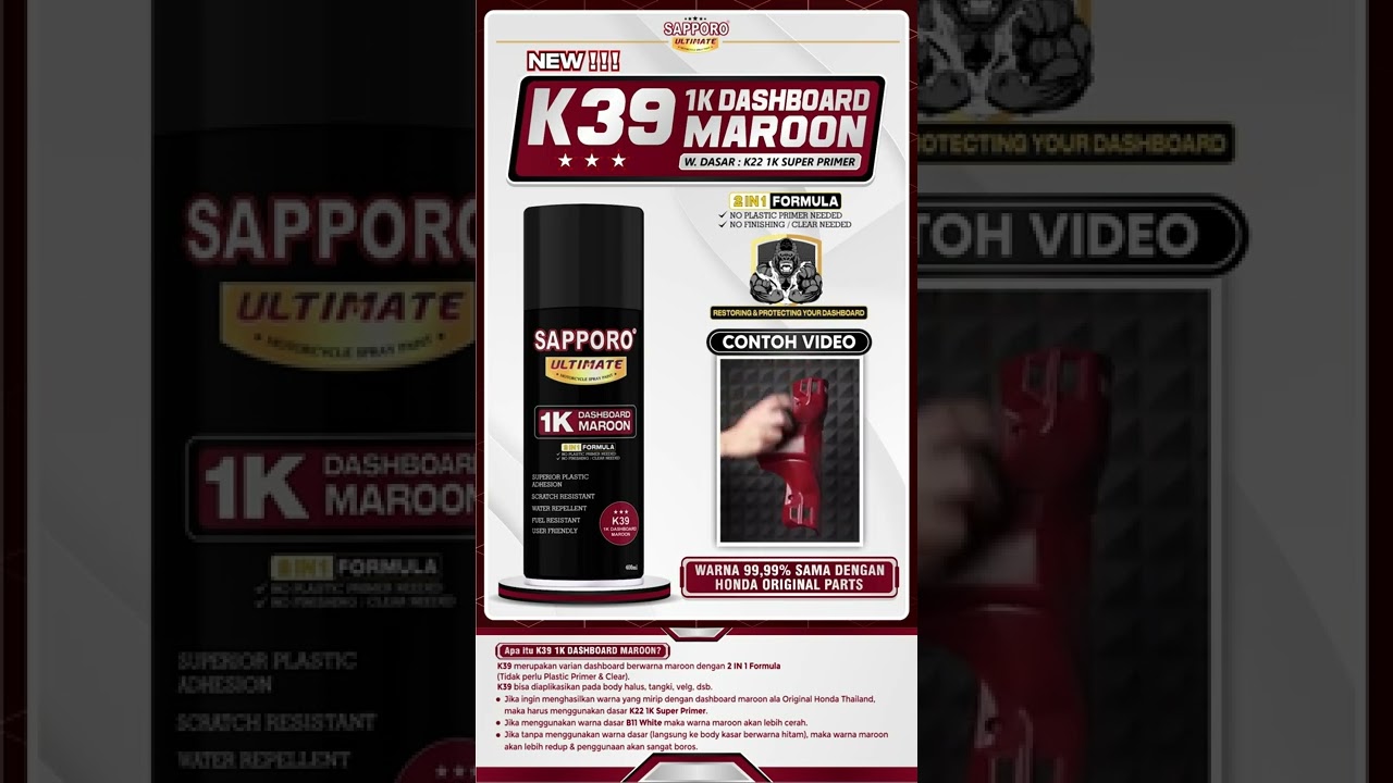 SAPPORO ULTIMATE K39 1K DASHBOARD MAROON
