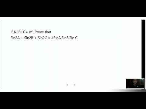 Video If A+B+C=180 degree, prove that sin2A+sin2B+sin2C=4sinA.sinB.sinC - youtube