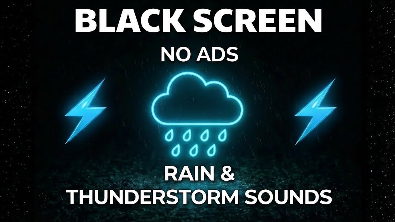 🔴 Heavy Rain & Thunder – Black Screen | Focus, Calm, and Sleep Relaxation