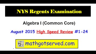August 2015 Algebra I Common 1 to 24 Core Regents High Speed Review 1 24