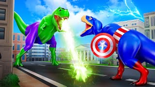 Superhero Dinosaurs Epic Battle  Green Dino vs Captain Blue Dino | Jurassic World Dinosaur Fight