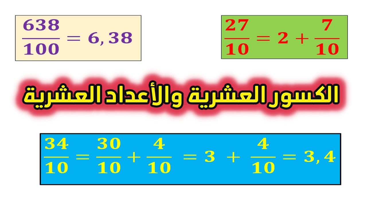 الكسور العشرية والأعداد العشرية الصفحة 43 السنة 5