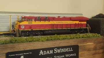 Demo: InterMountain FEC GE ES44C4 #820; ESU Loksound 5, Scale Sound Systems speaker upgrade