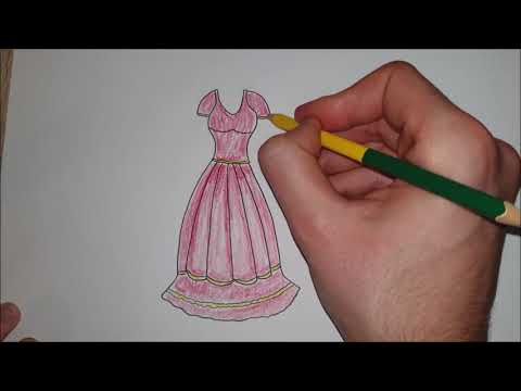 Kako nacrtati Haljinu/How to draw and color an easy cartoon Dress👗
