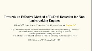 USENIX Security '24 - Towards an Effective Method of ReDoS Detection for Non-backtracking Engines