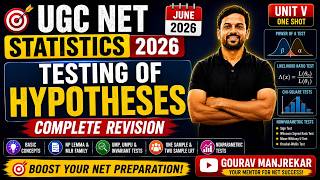 UGC NET Statistics 2026 | Testing of Hypotheses Complete Revision