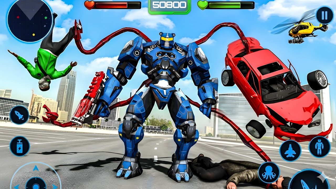 Blue Robot Octopus Car Jet Truck Transformation Game 2025