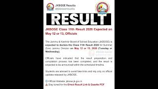 JKBOSE Class 11th Result 2026 Expected on May 12 or 13, Officials