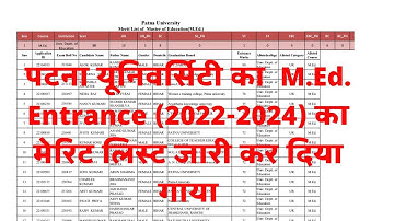 Patna University Med entrance result out 2022।। patna university med entrance merit list out।2022-22