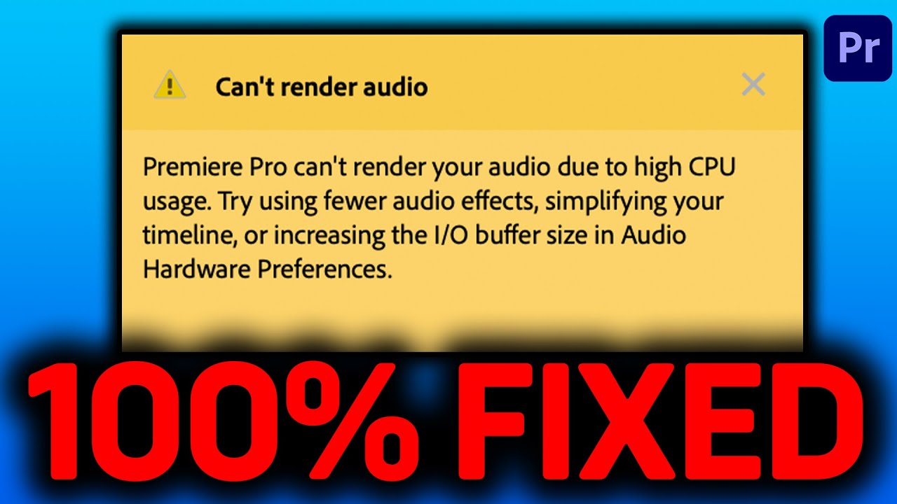 100% FIXED! How To Fix Cant Render Audio Error Premiere Pro - YouTube