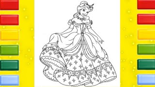 Princess Belle Coloring Video #2 🌟🌟🌟 Beauty and the Beast Coloring Page🌟🌟🌟
