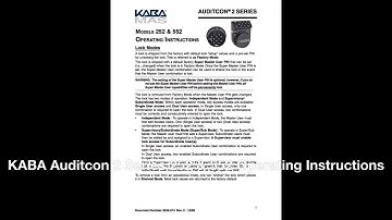 KABA Auditcon 2 Series 252 & 552 Operating Instructions