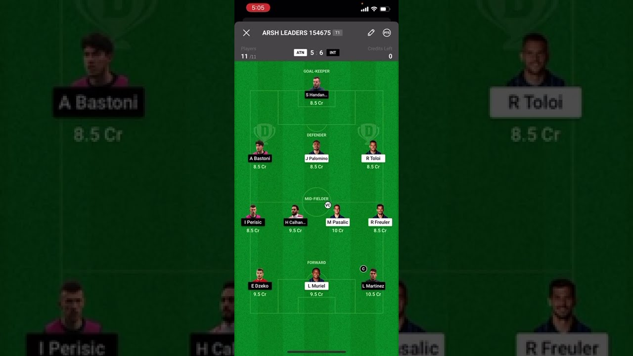 ATN vs INT Dream11 Team | Fantasy Football Tips | Atalanta vs Inter Milan | SerieA