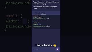 Day-46 Learn to change the height and width of any element on our webpage. #new #htmlcss #code#short