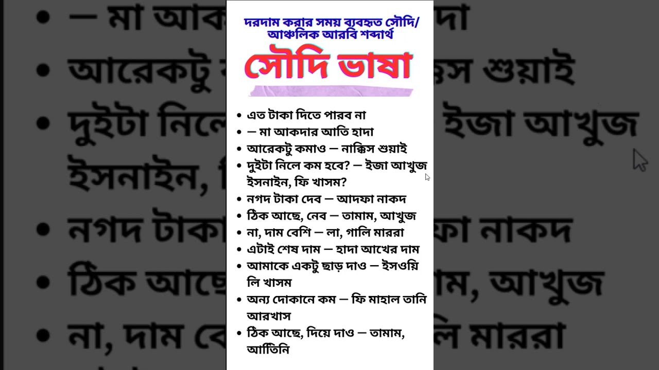 দামাদামি করার সময় এই আরবি বাক্যগুলো ব্যবহার করুন! 💸 #learning #shorts