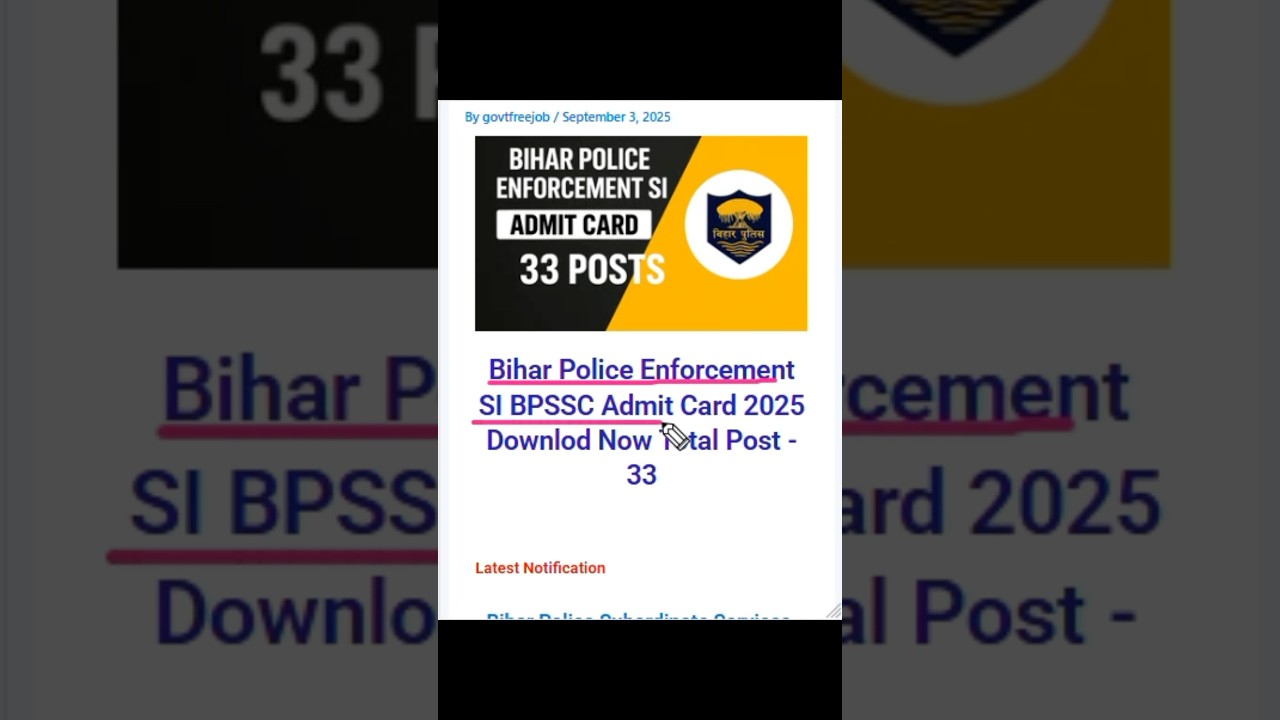 BPSSC Bihar Police Enforcement SI Admit Card 2025 
