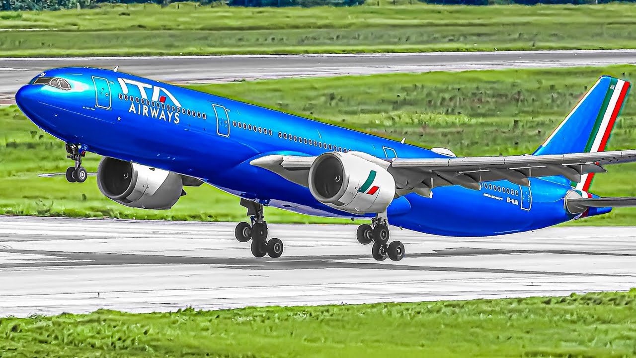 🇮🇹 100 AEROPLANE TAKEOFFS & LANDINGS in 1 HOUR ROME Fiumicino Airport Plane Spotting [FCO/LIRF]