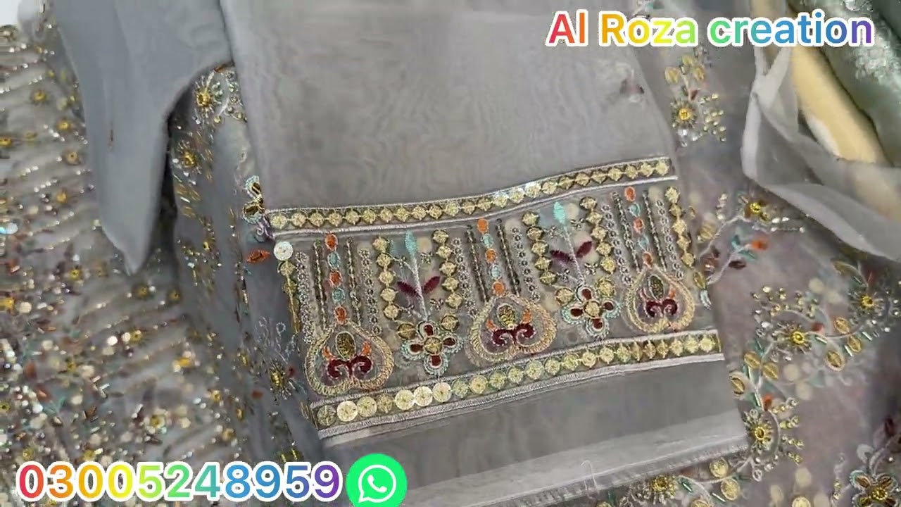 Fancy organza Handmade 4p suits online clothing shop ladies wear for weeding