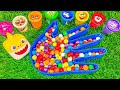 Satisfying ASMR | Mixing Rainbow Gum Balls in Bathtub Hand with Magic M&amp;Ms &amp; Grid Balls Cutting ASMR