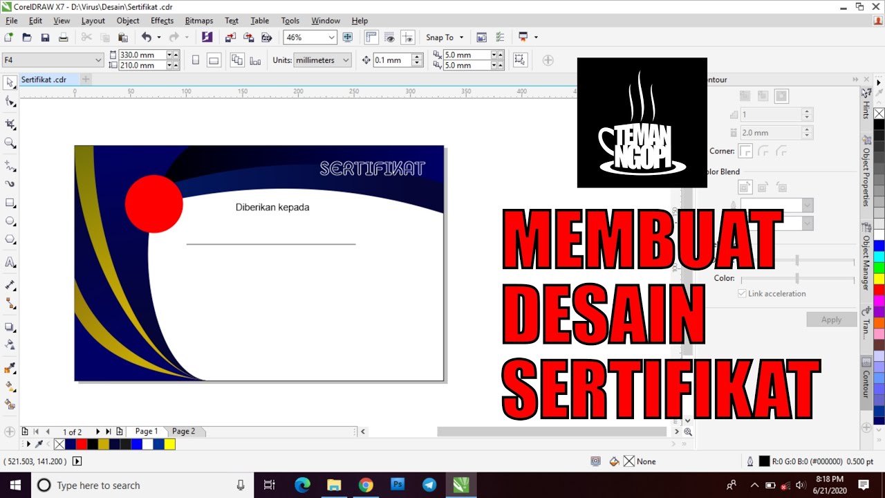 Tutorial membuat  desain  sertifikat di CorelDraw  Desain  