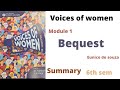 Bequest by eunice de souza summary in malayalam6th sem ba english voices of women module 1