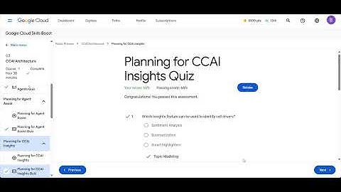 CCAI Architecture all quiz answers