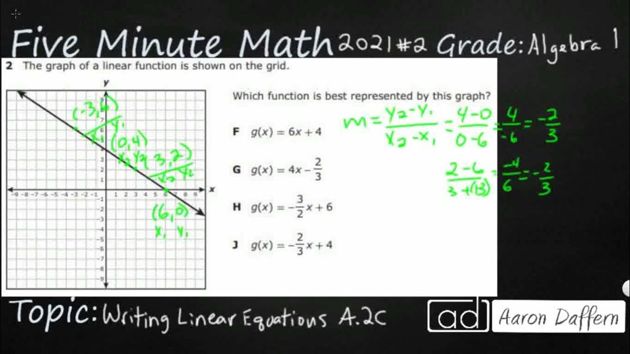 Algebra 1 STAAR Practice Writing Linear Equations (A.2C - #9) - YouTube