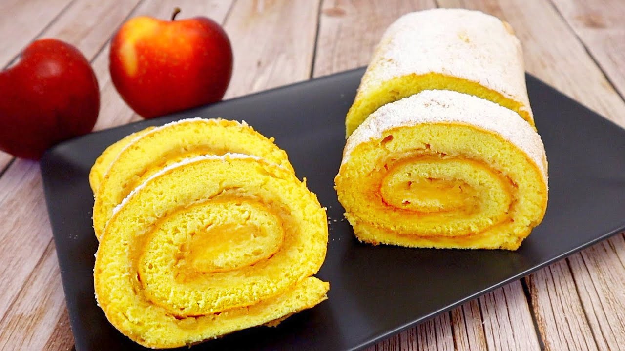 Самый простой и вкусный яблочный рулет! Пышный и нежный, тающий во рту!