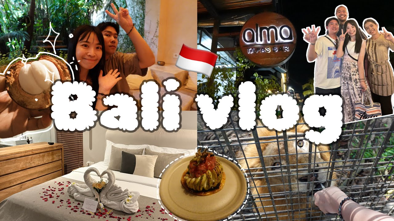 Bali Vlog EP1🇮🇩｜峇里島入境流程太神秘？ Canggu兩間好吃餐廳🍽️/推推的按摩spa/住到喜歡的villa！野生動物園怎麼玩✨