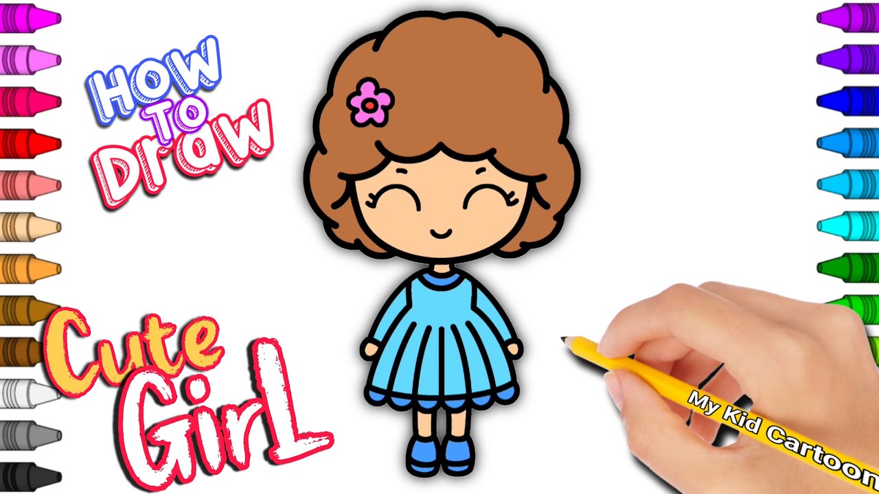 How To Draw A Cute Girl | Toddler Drawing Easy Step By Step For Kids ...