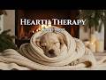 🔴 12 Hours Soft Hearth Therapy: Warm Fireplace Puppy Music for Emotional Relaxation HD 🕯️