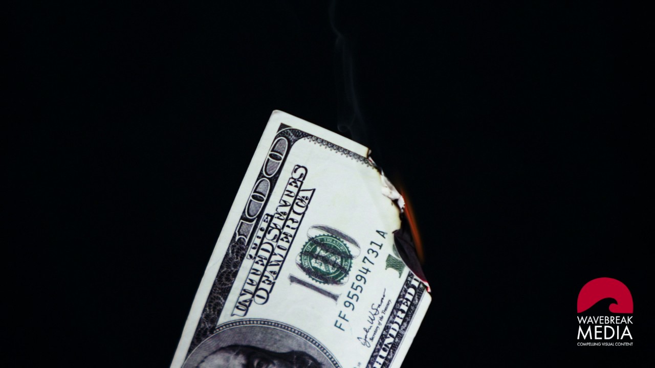 One Hundred Dollars On Fire | WaveBreak Media