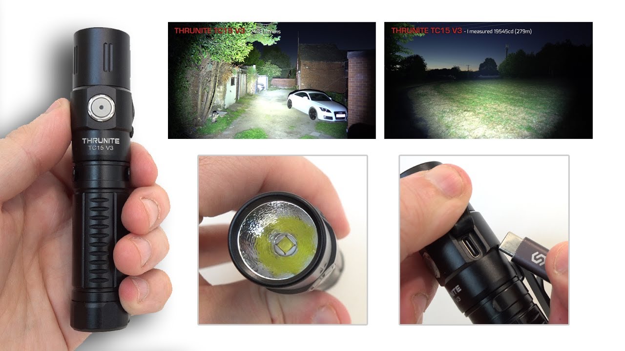 THRUNITE TC15 V3 flashlight - Now with USB Type-C charging - 2403 lumens - 18650 Battery included