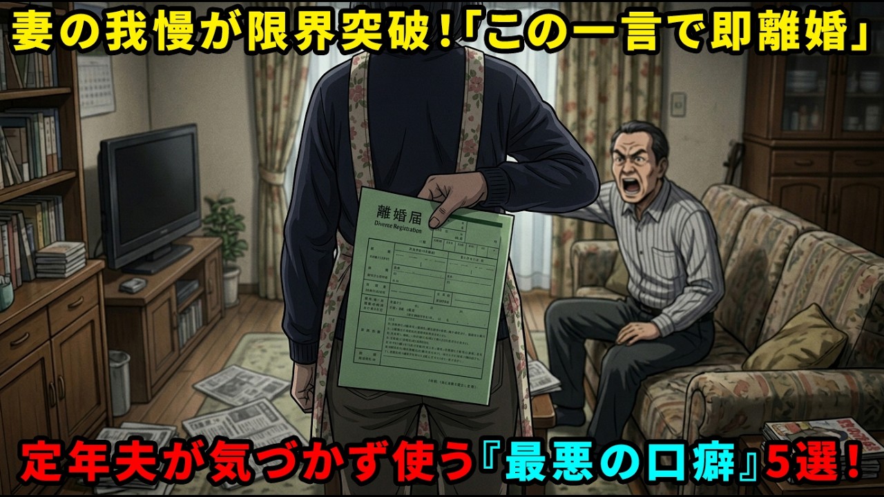 【熟年離婚の危機】この一言で即離婚のサイン！妻の堪忍袋の緒が切れる、定年後に絶対言ってはいけない『夫の危険な口癖』厳選5選…【シニア・夫婦の修羅場】