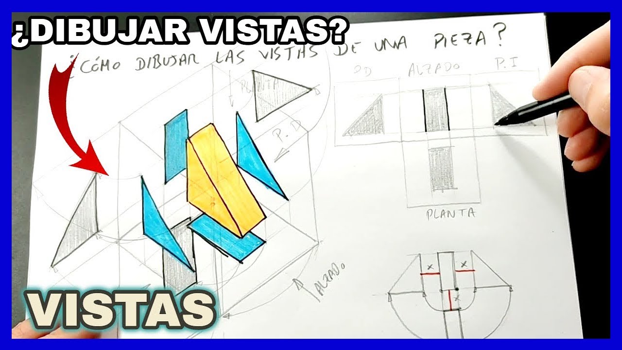 VISTAS - ¿Cómo dibujar las vistas de una pieza? 🤯 alzado, planta y perfil