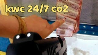 Pistola kwc 24/7 co2 4.5mm - Apresentação e teste na costela de porco