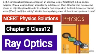 A compound microscope consists of an objective lens of focal length 2.0 cm and an eyepiece of focal