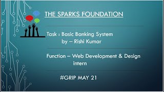 Basic Banking App with react.JS #Gripmay21 #Tsf #thesparksfoundation   #GRIPMAY2021