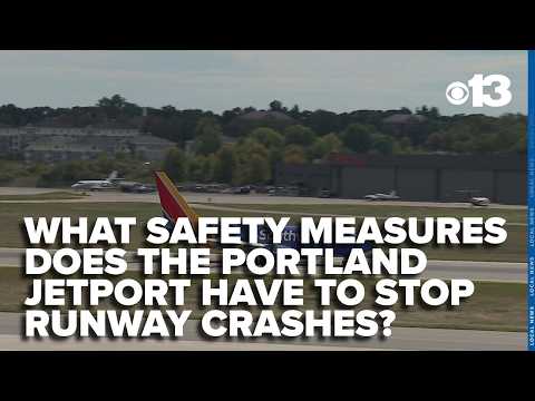 What safety measures does the Portland Jetport have in place to prevent runway crashes?