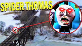 Drone Catches SPIDER THOMAS THE TRAIN.EXE At Abandoned RAILROAD TRACK! *THOMAS THE TANK ENGINE.EXE*